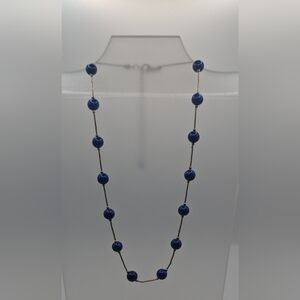 Vintage Sterling Silver Lapis Lazuli Beaded Necklace